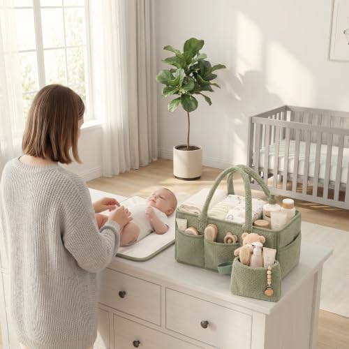 PeraBella Baby Diaper Caddy Organizer, Nursery Storage Baby Basket 3Pcs Set - Image 6