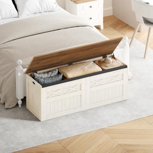 Hzuaneri 47 inches Farmhouse Storage Chest and Bench | 59 Gal | 330lb Seat - Image 2