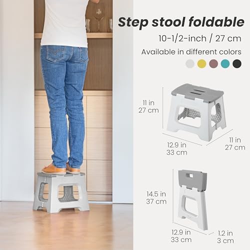 Vigar Compact Foldable Step Stool, 10-1/2-Inch, Gray - Image 2