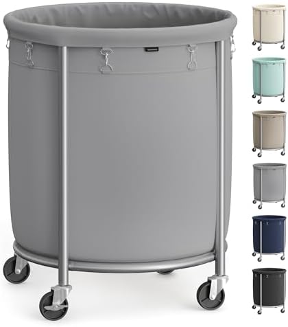 SONGMICS Laundry Basket with Wheels,190L, Steel Frame, Removable Bag by SONGMICSbySONGMICSHOME