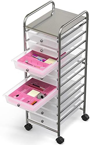 Simple Houseware Drawer Organizer Tray, 9 Adjustable Compartments, Pink - Image 6
