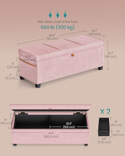 SONGMICS Storage Ottoman, 15.8 x 43.3 x 15.8 Inches, 27 Gal. (103 L) - Image 2