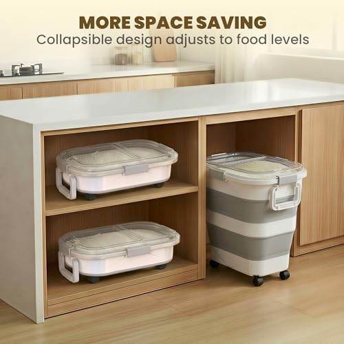 HOYTAMDA 25-35Lbs Rice Container,Collapsible Food Storage Container Wheels - Image 3