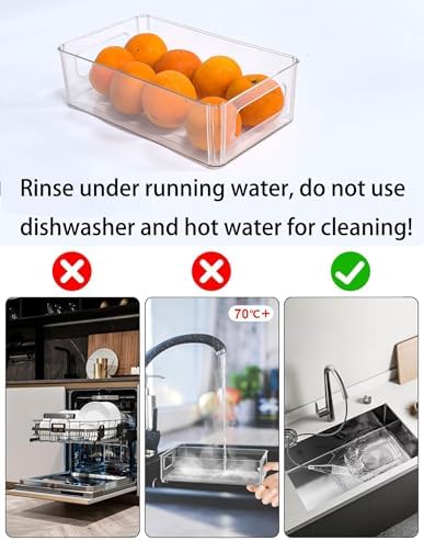 Refrigerator Organizer Bins 5 Pack Stackable Fridge Organizers with Handles Clear Freezer Storage Containers for Pantry, Cabinets,Shelves, Drawer – BPA-Free Plastic Kitchen Organizers - Image 3