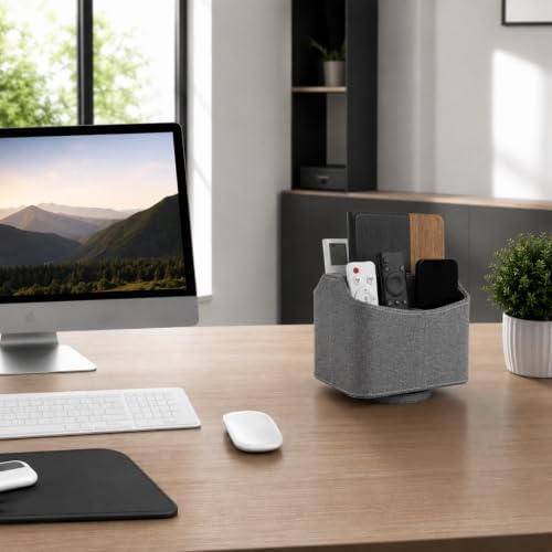 Remote Control Holder, Spinning Desk Organizer with 5 Compartments - Image 5