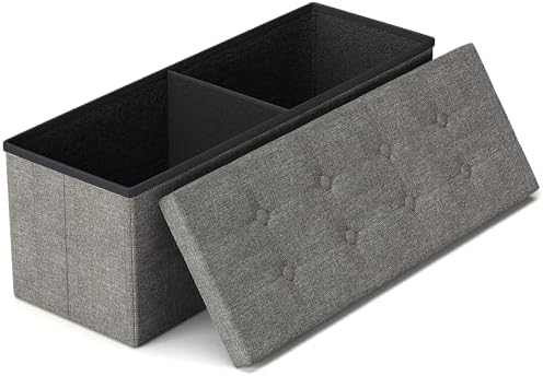 GLAXYFUR 43 Inches Folding Storage Ottoman Bench, Storage Chest, Grey by GLAXYFUR