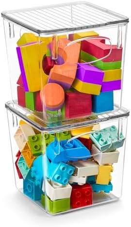 Sorbus Clear Toy Storage Bins with Lids, Stackable (Small, 2 Pack) by Sorbus
