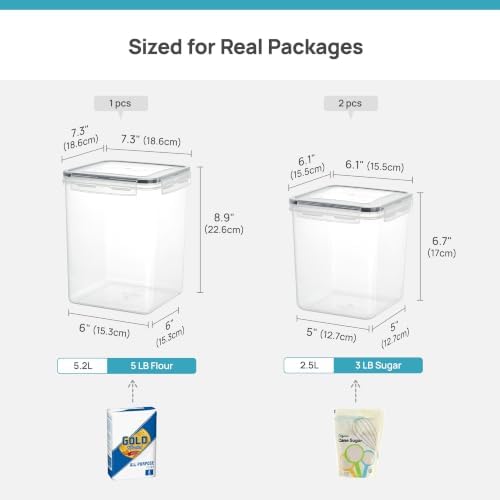Vtopmart 3 PCS Flour and Sugar Storage Container Sets for Beginner Bakers - Image 2