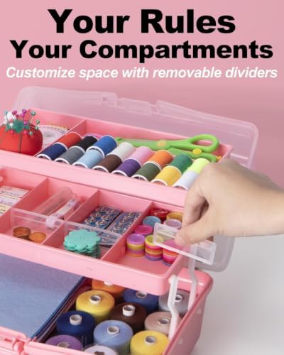 TERGOO 13in Lager Plastic Craft Organizer and Storage 3-Layer Tackle Box - Image 4