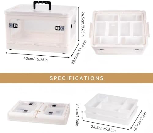 2-Tier Medicine Organizer - 30qt Plastic Foldable Storage Box with Handle - Image 4