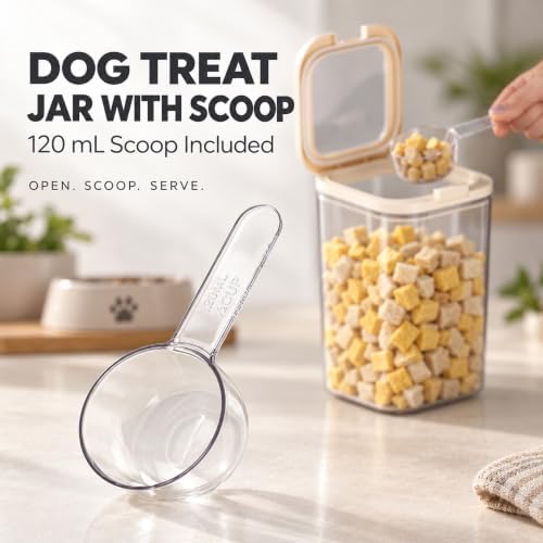 LivLab Mker Pet Treat Container, 5.28QT, One-Handed Open, Clear, Stackable - Image 3