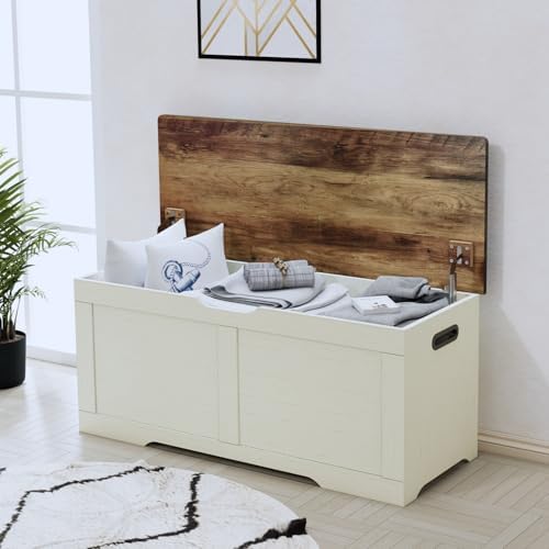 Timberer 39.4" Storage Chest, Wooden Storage Bench, Lift Top Toy Chest - Image 2