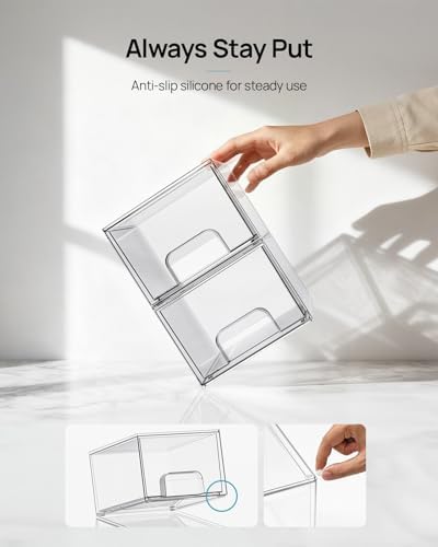 Vtopmart 6 Pack Small Clear Stackable Storage Drawers for Desk, Countertop - Image 6