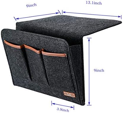 Zafit Bedside Caddy, Large Size Storage Organizer with 6 Pockets for Magazine, Remotes, Phone (13.4'' x 18.1'', Dark Grey) - Image 3