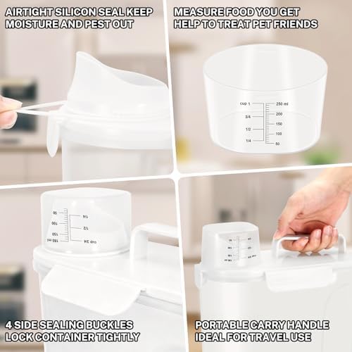 Dog Cat Food Storage Container with Cup (White, 5+10L) - Image 4