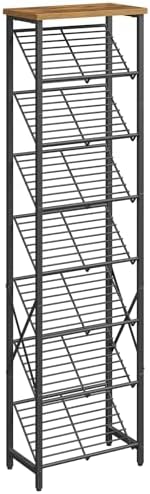 YATINEY 8-Tier Tall Shoes Rack, Slim Shoe Organizer for Entryway, Large-Capacity Thin Shoe Rack for Closet, Narrow Shoe Storage Shelf Holds 8-16 Pairs, Space Saving, Black and Rustic Brown SS18BR by Yatiney