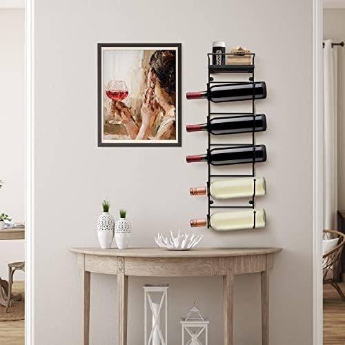 Sorbus Wall Towel Rack, 5-Tier Wood Shelf, Wall Mounted (Black) - Image 7