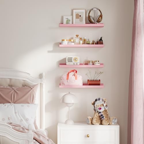 upsimples Floating Shelves for Wall Decor and Storage, Pink, 6Pcs 15.7'' - Image 2