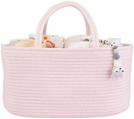 XUANGUO Large Pink Cotton Rope Baby Diaper Caddy Organizer Basket for Girls by XUANGUO