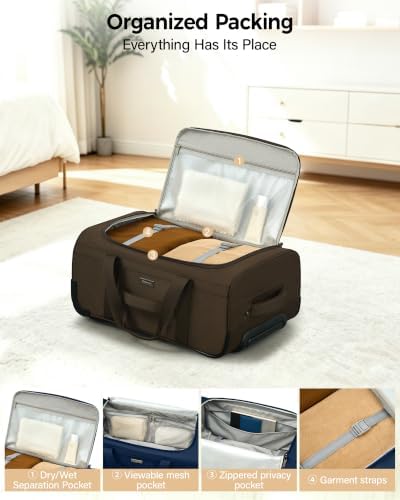 Hanke Rolling Duffle Bag with Wheels, 21 Inch Soft Side Carry On Luggage - Image 4