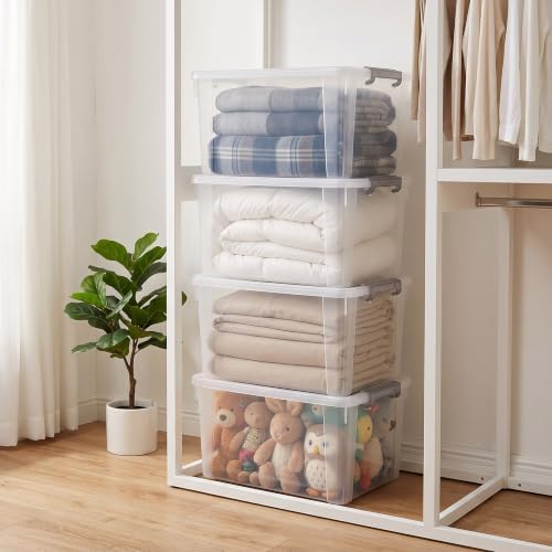 Citylife 4-Pack 58.1 QT Clear Plastic Storage Bins with Latching Lids - Image 4