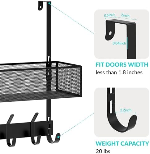 LUCYCAZ Over The Door Hooks Organizer,Back Door Storage with Coat Hooks - Image 3