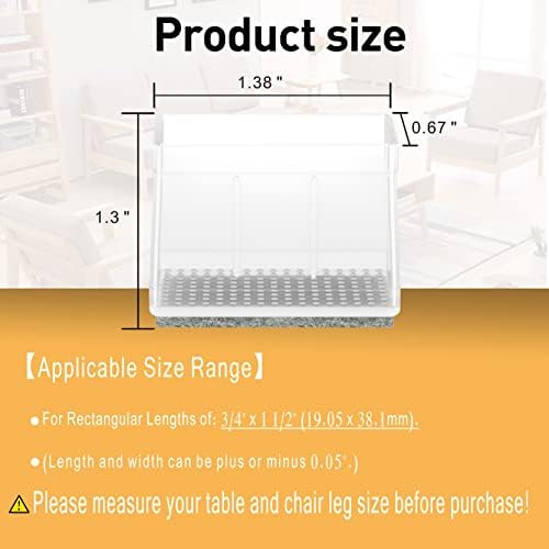 0.75" x 1.5" Rectangle Chair Leg Protectors for Hardwood Floors. - Image 2