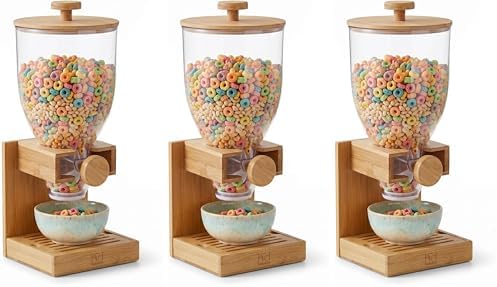 Honey Can Do Bamboo Cereal Dispenser, Natural KCH-09385 Natural, 17.5 oz (Pack of 3) by Honey-Can-Do