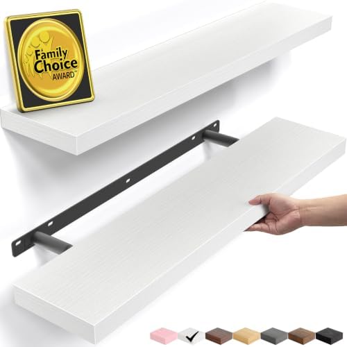 BAYKA White Floating Shelves 22.5in, Set of 2, Wall Mounted for Wall Decor by Bayka