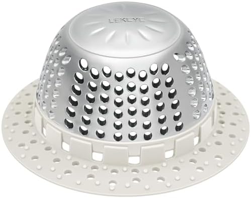 LEKEYE Shower Drain Hair Catcher/Shower Drain Cover/Drain Protector for Pop-Up & Regular Drains(Light Gray) by LEKEYE