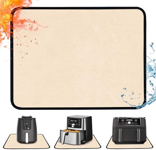 Heat Resistant Mats for Air Fryer on Countertop, 18 x 15in, Khaki by Amerbro
