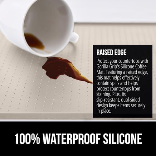 GORILLA GRIP Silicone Coffee Mat, Espresso Bar Essentials, 18x28, Almond - Image 3