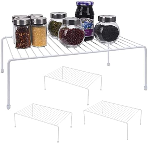 Large (16.1 x 10.2 Inch) Cabinet Storage Shelf Rack, Shelves，Kitchen Counter and Cabinet Shelf, Storage Rack Organizer for Kitchen, Fridge, Cabinet, Bathroom Cupboard (White, 4) by JBESUHI