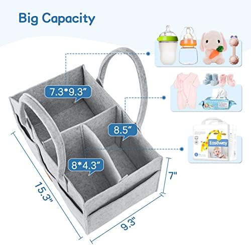 Maliton Felt Diaper Caddy Organizer for Changing Table - Large, Grey - Image 2