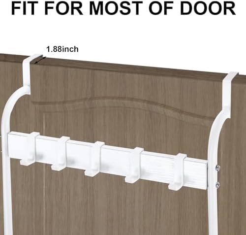 Over The Door Towel Rack 5 Tier Over The Door Towel Bar for Bathroom Towel Holder Over Door Hanger with Hooks Large Metal Towel Blanket for Bedroom Dorm Door (White) - Image 3