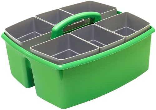 Storex Large Classroom Caddy with Cups, 13 x 11 x 6.575 Inches, Green, Case of 2 (00983U02C) - Image 3