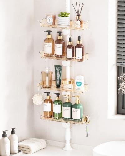 Shower Caddy Shelves Organizer Tension Pole for Bathroom,Amber by HXBIGJIN