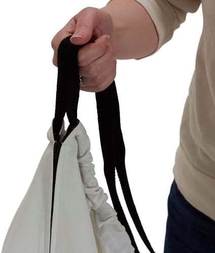 Household Essentials Door Hanging Laundry Bag in Washable Canvas with Loop Handle, White with Black Trim - Image 7