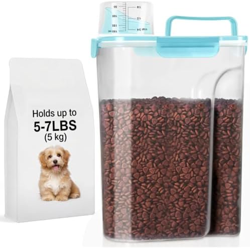 LEAWALK 5-7Lbs Airtight Dog Cat Pet Food Storage Container-Clear Blue by LEAWALK