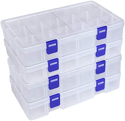 DUOFIRE Plastic Organizer Storage Box, Adjustable Divider 18 Grids, 4 Pack by DUOFIRE