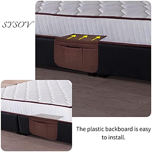 Bedside Caddy Bedside Storage Organizer Magazine Phone Tablet iPad Remote Holder, Organizer Caddy for Home College Dorm Bed, Sofa, Bunk Bed (Brown) - Image 4
