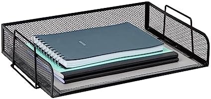 Mind Reader Stackable Paper Tray, Desktop Organizer, File Storage, Office, Metal Mesh, 13.25" L x 9.75" W x 6.25" H, 2 Pcs., Black (Pack of 8) - Image 5