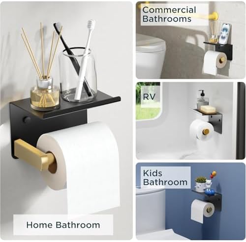 FORIOUS Toilet Paper Holder with Shelf, Adhesive or Screw, Commercial - Image 7