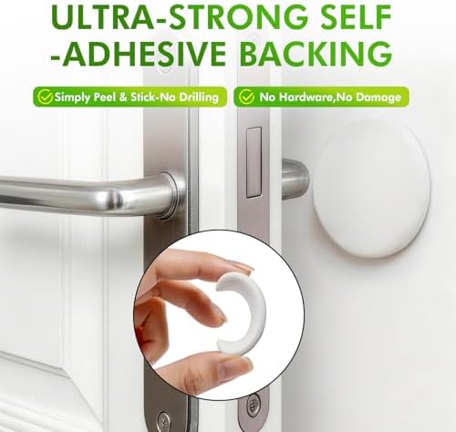 White Door Stoppers for Wall, 3.15" Self-Adhesive Door Knob Wall Protectors, 6 Pack Door Handle Stoppers, Door Bumpers to Prevent Scratches on Walls & Doors - Image 6