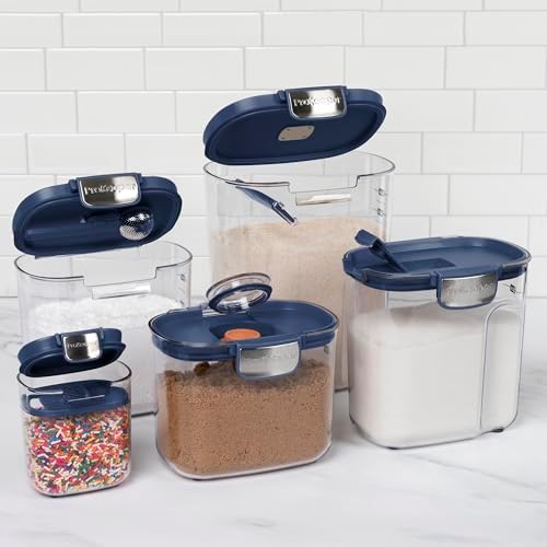 ProKeeper+ Airtight Food Storage Container Set – Clear Plastic Flour and Sugar Canister Set with Magnetic Accessories for Kitchen Organization (Navy, 9-Piece) - Image 3