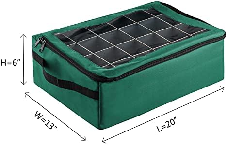 Ornament Storage Box - Zippered Organizer with 48 Individual Compartments and Dividers for Christmas Bulbs and Decorations by Tiny Tim Totes (Green) - Image 6