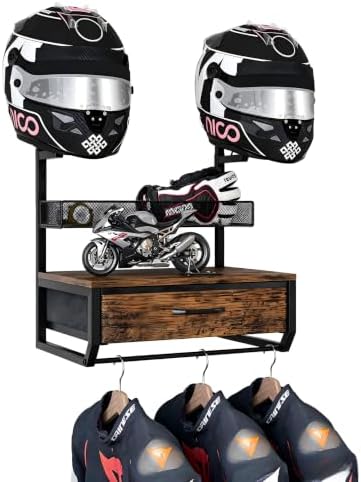 EasyPAG Motorcycle Helmet Holder Wall Mount, 2 Helmet Holder by EasyPAG