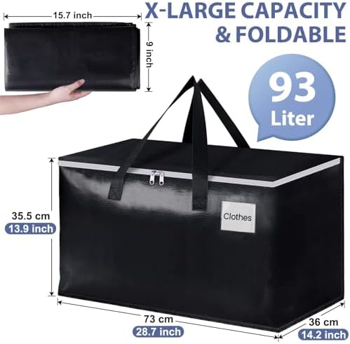 StorageRight Moving Bags, Moving Boxes, 93L 8-Pack Sotrage Bags Totes,Black - Image 2