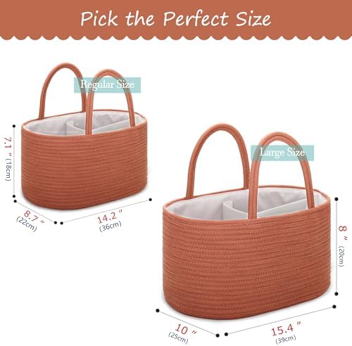 COMSE Large Cotton Rope Baby Diaper Caddy Organizer, Autumn Glaze - Image 5
