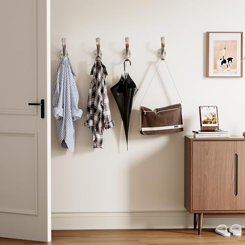 Coat Hooks Heavy Duty - Easy to Install Metal Towel Hooks Fashionable Wall Hooks for Hanging Hat, Towel, Key, Robe, Scarf, Bag, Cap (10 PCS Silver) - Image 6